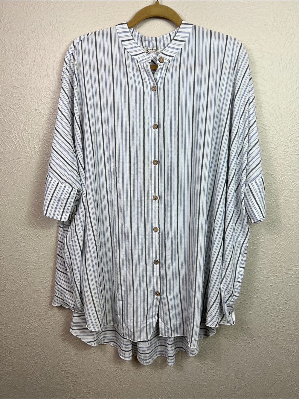 Intimately by Free People Oversized Mandarin Collar Sleepshirt Tunic Top Medium